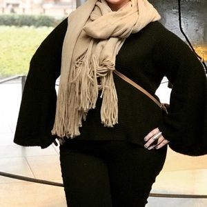 Black bell-sleeved sweater